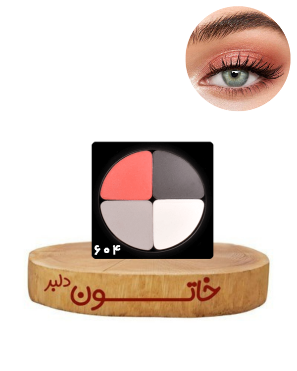 پالت سایه چشم لاکچری کوین کد ۶۰۴ با رنگهای سفید، سیاه و قرمز – ترکیب کلاسیک برای میکاپ جسورانه و مجلسی